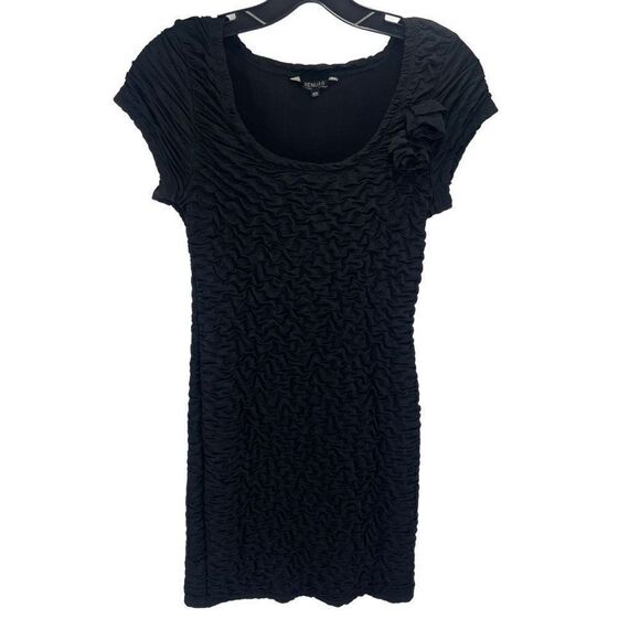 Renuar Women's Bodycon Dress Mini Rosettes Textured Scoop Neck Black Size Medium - Picture 1 of 10